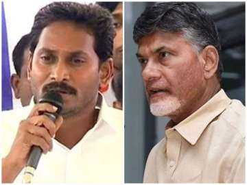 YSRCP chief Jagan Mohan Reddy (left) and Andhra Pradesh Chief Minister N. Chandrababu Naidu (right)