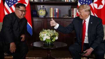 North Korean leader Kim Jong-un with US President Donald Trump