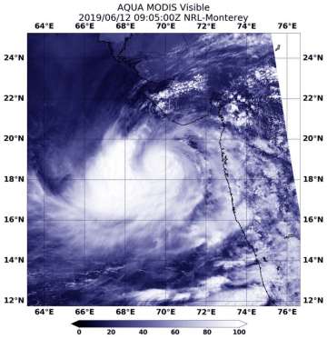 cyclone vayu in space, cyclone vayu nasa image