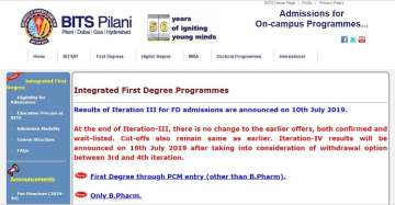 BITSAT 2019: Results for third iteration declared