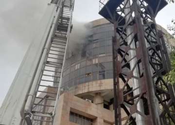 Fire breaks out at building housing DGHS office in Karkardooma, Delhi.
