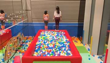 Sushmita Sen swims in fun balls tub as she spends time with boyfriend Rohman Shawl and kids in Dubai