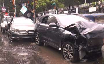 Speeding Jaguar rams into Mercedes in Kolkata