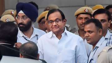 P Chidambaram after he was produced in a CBI court in the INX media case, in New Delhi, Thursday, Aug 22, 2019.