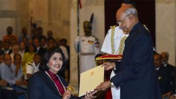 Deepa Malik receiving the Rajiv Gandhi Khel Ratna award last year
