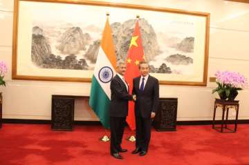 External Affairs Minister S Jaishankar shakes hand with Chinese foreign minister Wang Yi in Beijing