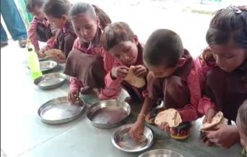 Roti-salt served under flagship nutrition scheme in UP school