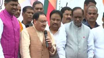 Nadda discusses poll strategy with Telangana BJP leaders