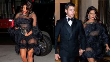 Priyanka Chopra Latest News turns heads with her black sheer dress for Joe Jonas & Bond-themed birth