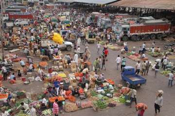 Jammu: People buy vegetables in wholesale market after Deputy Magistrate (DM) Jammu District withdrew Section 144 from Jammu Municipal limits, in Jammu, Saturday, Aug 10, 2019.