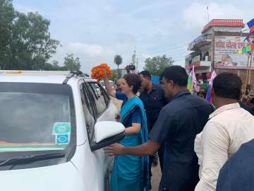 Priyanka Gandhi reached Umbha village in UP's Sonebhadra district to meet the family members of the victims who were killed in the July 17 massacre over a land dispute.