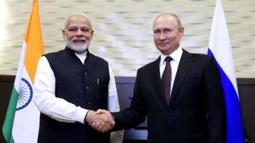 PM Narendra Modi with Russian President Vladimir Putin