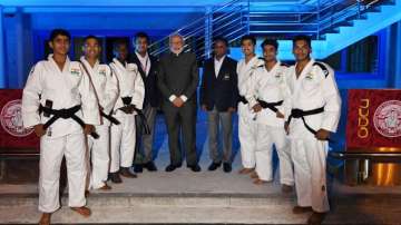 PM Narendra Modi attends judo tournament with Putin, Abe; interacts with Indian players