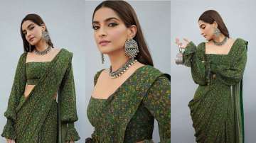 Ruffles, puffed sleeves & flares all in one, Sonam Kapoor's latest saree look is a style treat