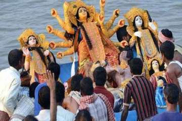 Durga idol immersion in river Ganga
