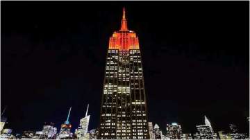 Empire State Building lit up in orange to celebrate Diwali