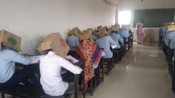 Karnataka students made to wear cartons to avoid copying