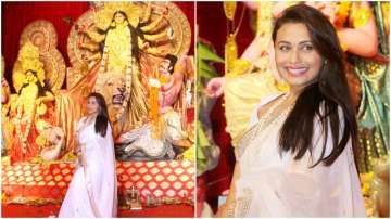 Rani Mukerji stuns in white and gold saree for Durga Puja 2019 celebrations, see pictures