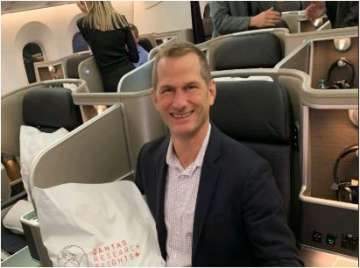 A passenger inside Qantas' New York Sydney flight