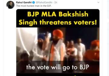 Rahul tweets video of MLA claiming 'votes will go to BJP'