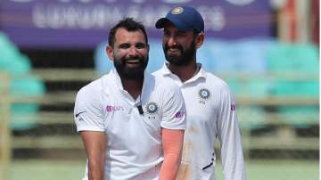 Five-star Shami poses with broken stump after claiming five-wicket haul