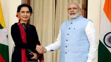 ndian Prime Minister Narendra Modi and Myanmar's State Counsellor Aung San Suu Kyi 