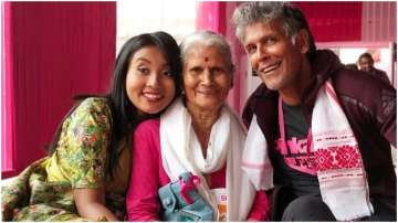 Milind Soman poses with mother Usha and wife Ankita Konwar in latest picture, fans go gaga