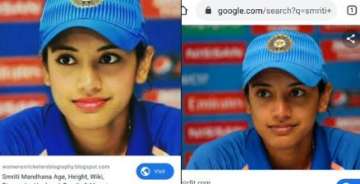 A Twitter user posted the said picture, mentioning that she was looking up Smriti Mandhana online and spotted the altered image.