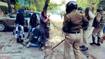 Jamia students being thrashed by the Delhi Police 