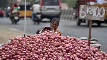  A woman arranging onions near a road in Chennai (representative image)