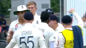 Ben Stokes in a heated exchange of words with Stuart Broad