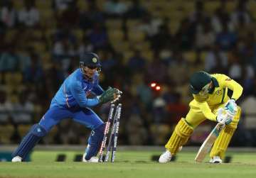 MS Dhoni in action against Australia