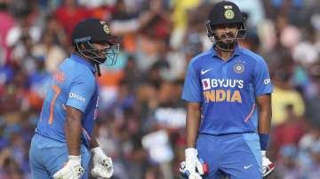 Shreyas Iyer with Rishabh Pant during first ODI against West Indies