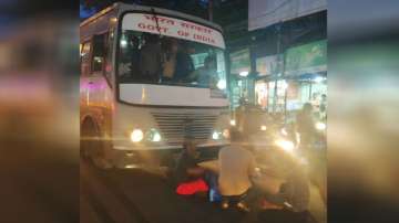 KSU blocks buses belonging to ISRO in Trivandrum during CAA protest