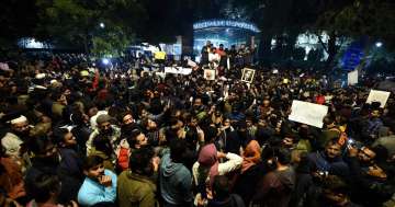 MANUU students protestagainst police action at Jamia Millia Varsity (representational Image)
