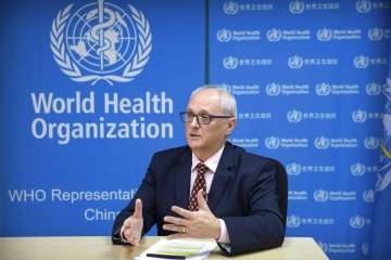 Dr. Gauden Galea, the World Health Organization (WHO) representative in China, speaks during an inte