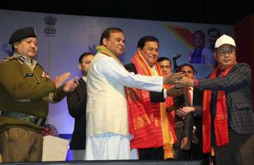 Assam CM Srabananda Sonowal during the arms laying ceremony of NDF Bodoland in Guwahati. 