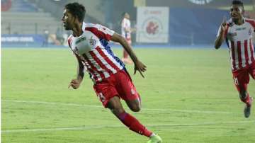 Michael Soosairaj celebrates after scoring a goal