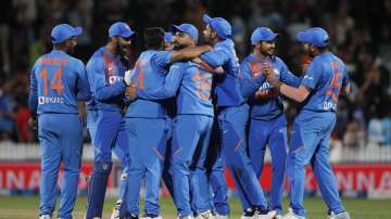 Team India celebrate after win against New Zealand in 4th T20I