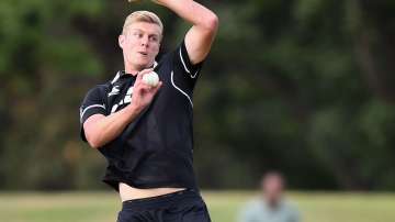 Kyle Jamieson of New Zealand A bowls during the One Day International match between New Zealand A and India A at Hagley Oval on January 26, 2020 in Christchurch