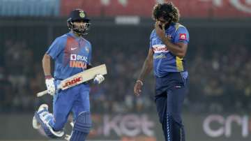 Lasith Malinga reacts during India vs Sri Lanka third T20I in Pune
