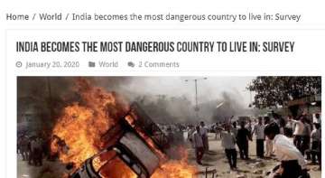 A screenshot of the Pakistani news report which falsely labelled India as the most dangerous country in the world