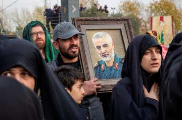 Mourners gathered in Iraq's capital Baghdad on Saturday to participate in a funeral procession for the Iranian military commander Qasem Soleimani,  killed in a US airstrike ordered by President   Trump