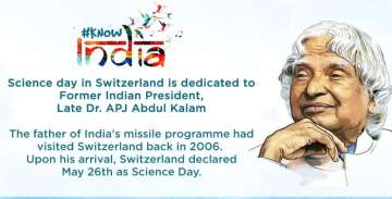 Switzerland dedicates its Science Day to former India president Abdul Kalam