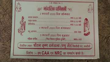 Support for CAA, NRC on wedding card in UP