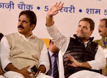 A file photo of Congress leader Rahul Gandhi at a campaign rally in New Delhi's Hauz Qazi on Feb 5