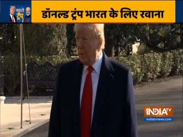 US President Donald Trump on his departure to India (India TV image)