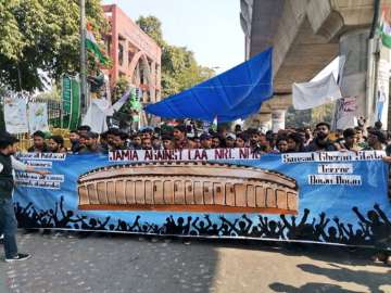 Protestors on Monday took out a march against the new citizenship law from Jamia Nagar (Image credit: @travelwithdanish/Instagram)