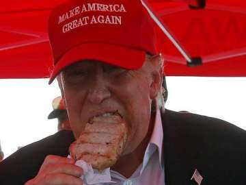 Donald Trump eating a pork chop