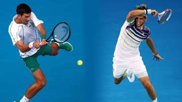 Novak Djokovic of Serbia (L) and Dominic Thiem of Austria. They will play each other in the Australian Open Men's Final on February 2